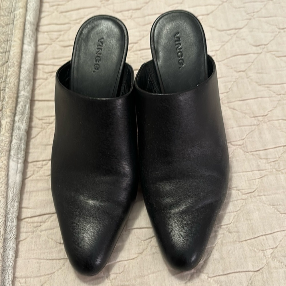 Vince Black Leather Mules